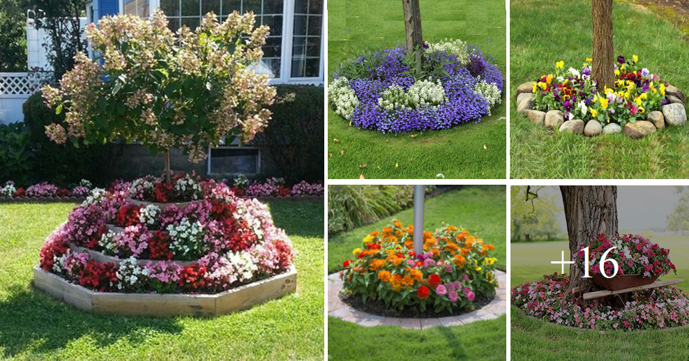 How to add elegance to your garden with flowers under tree and garden islands