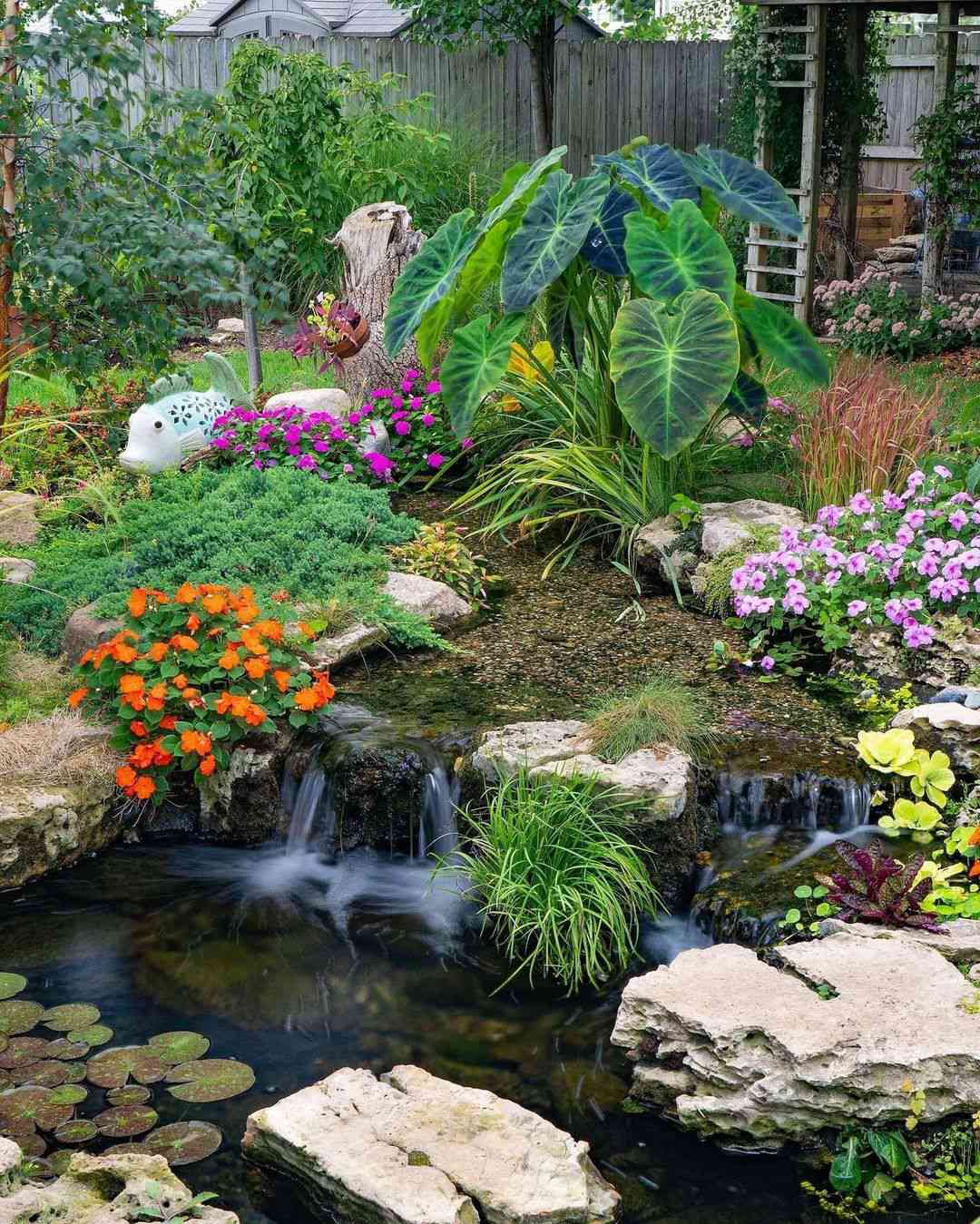 Add charm to your garden by adding a pretty small pond