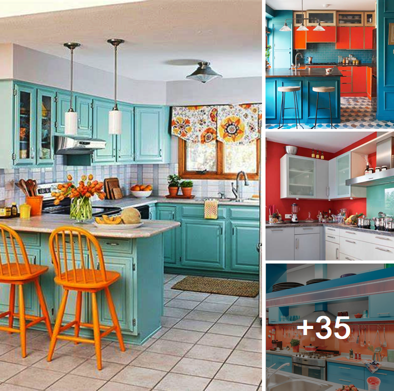Amazing ideas about blue red modern kitchen design