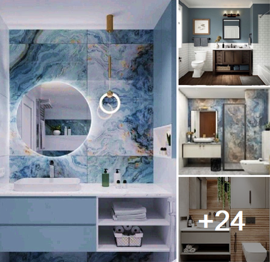 Add sparkle to your bathroom with harmony of blue and white