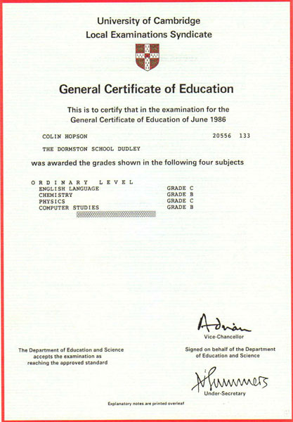 certificate of completion of general secondary education